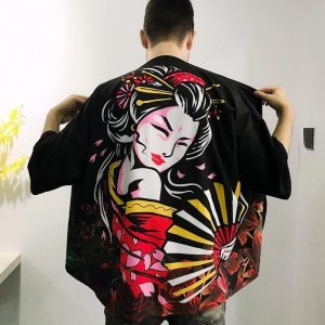 veste kimono japonais geisha éventail