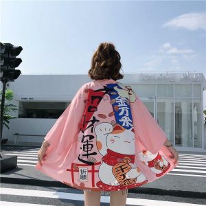 veste kimono japonais rose