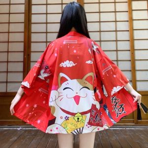 veste kimono japonais rouge