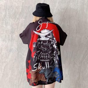 veste kimono japonais skull