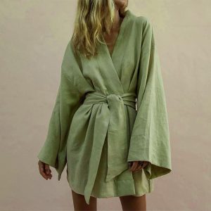 veste kimono kaki femme
