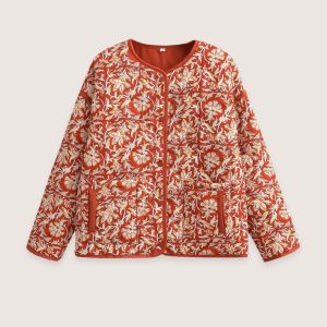 veste kimono matelassée floral terracotta