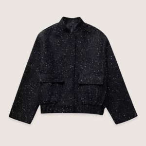 veste kimono noir à paillettes