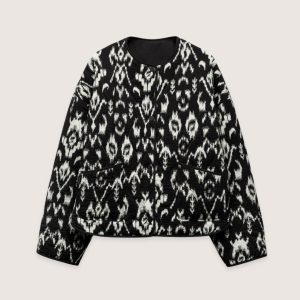 veste kimono noir et blanc ikat