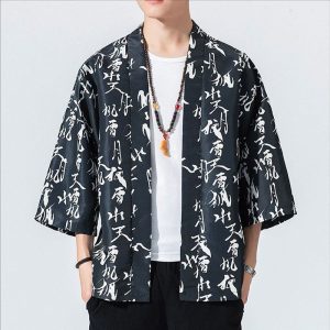 veste kimono noir kanji