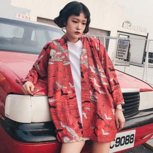 veste kimono rouge