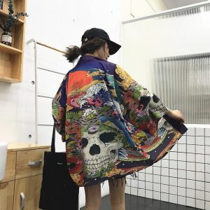 veste kimono tête de mort