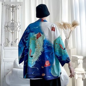 veste kimono tigre turquoise