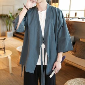 veste longue kimono verte
