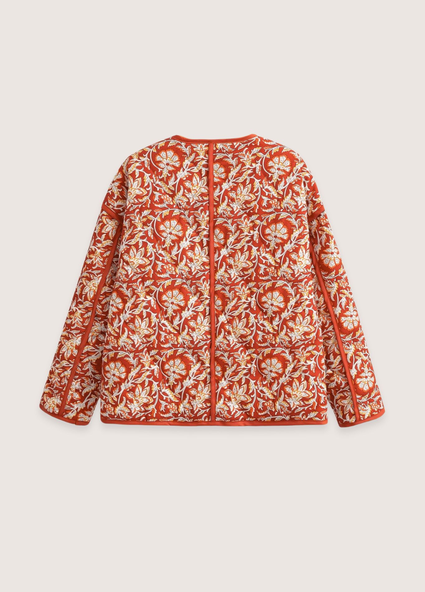 veste matelassée à motif floral terracotta