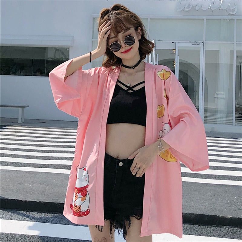 veste japonaise en rose