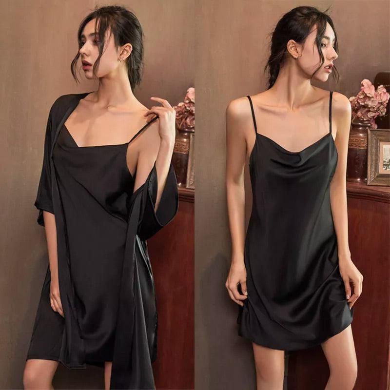 veste satin élégante noire