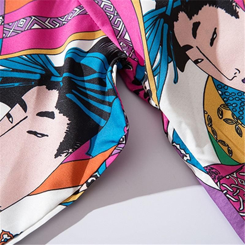 kimono court coloré pour femme