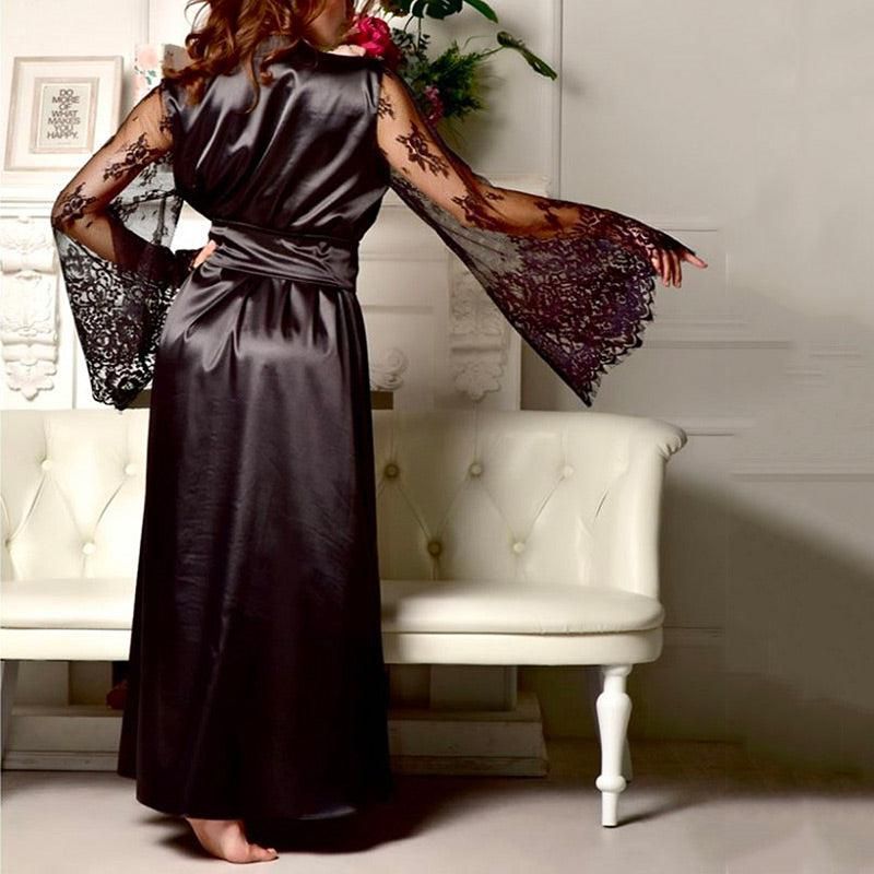 vêtement femme kimono noir satin