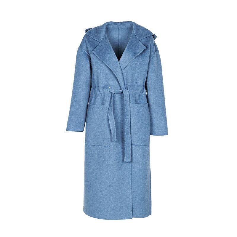 manteau bleu pour femme en laine