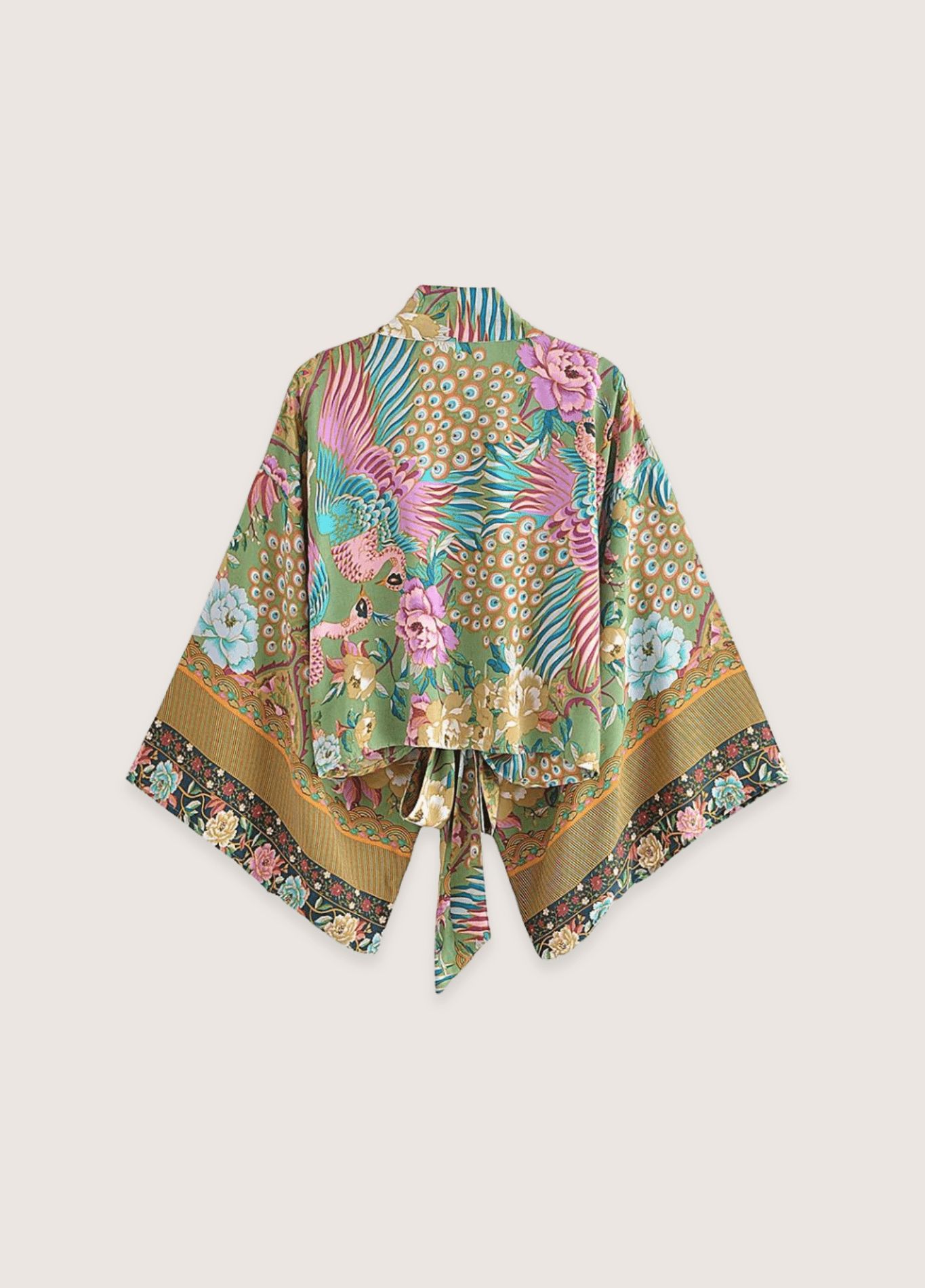 kimono fleuri paon