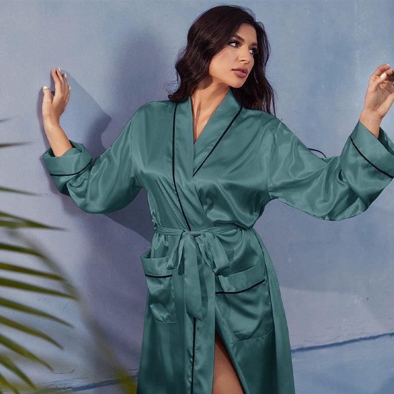 vêtement kimono satin vert