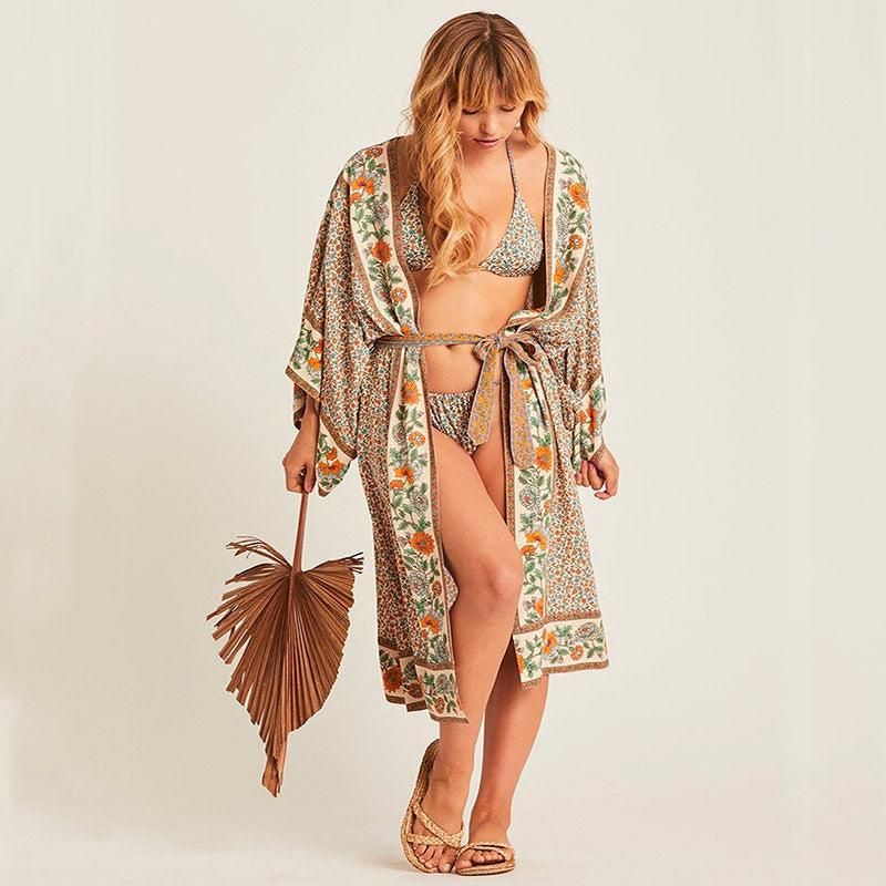 kimono fleuri pour femme