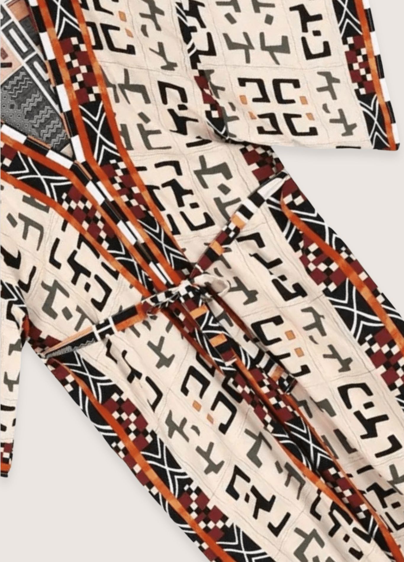 vêtement léger kimono géométrique beige et gris