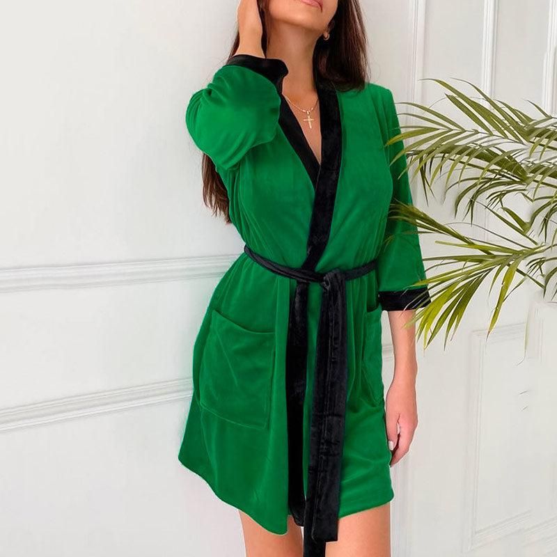 vêtements confortables femme robe de chambre verte